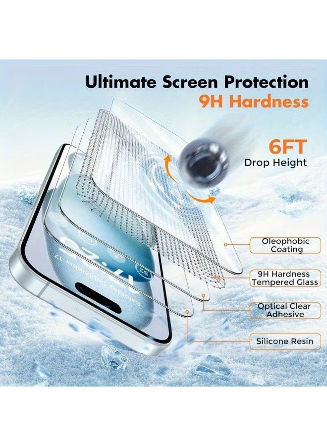 Abania iPhone 17 Pro Screen Protector & Camera Lens Protector 4-Pack, 9H Tempered Glass, Ultra HD Clear, Anti-Scratch, Dust-Proof, Easy Installation Glass Film Set for iPhone 17 Pro Accessories - Image 2
